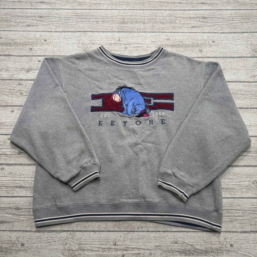 Vintage Disney Eeyore Sweatshirt Men's Large Gray Oversized Fleece Sweatshirt